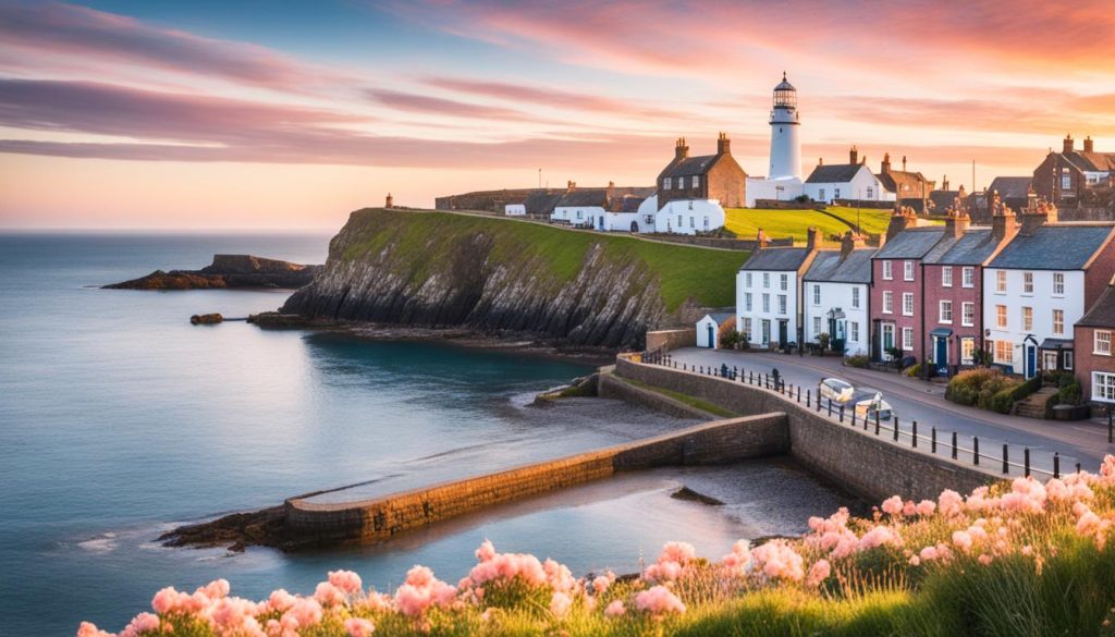 Romantic coastal town in the UK